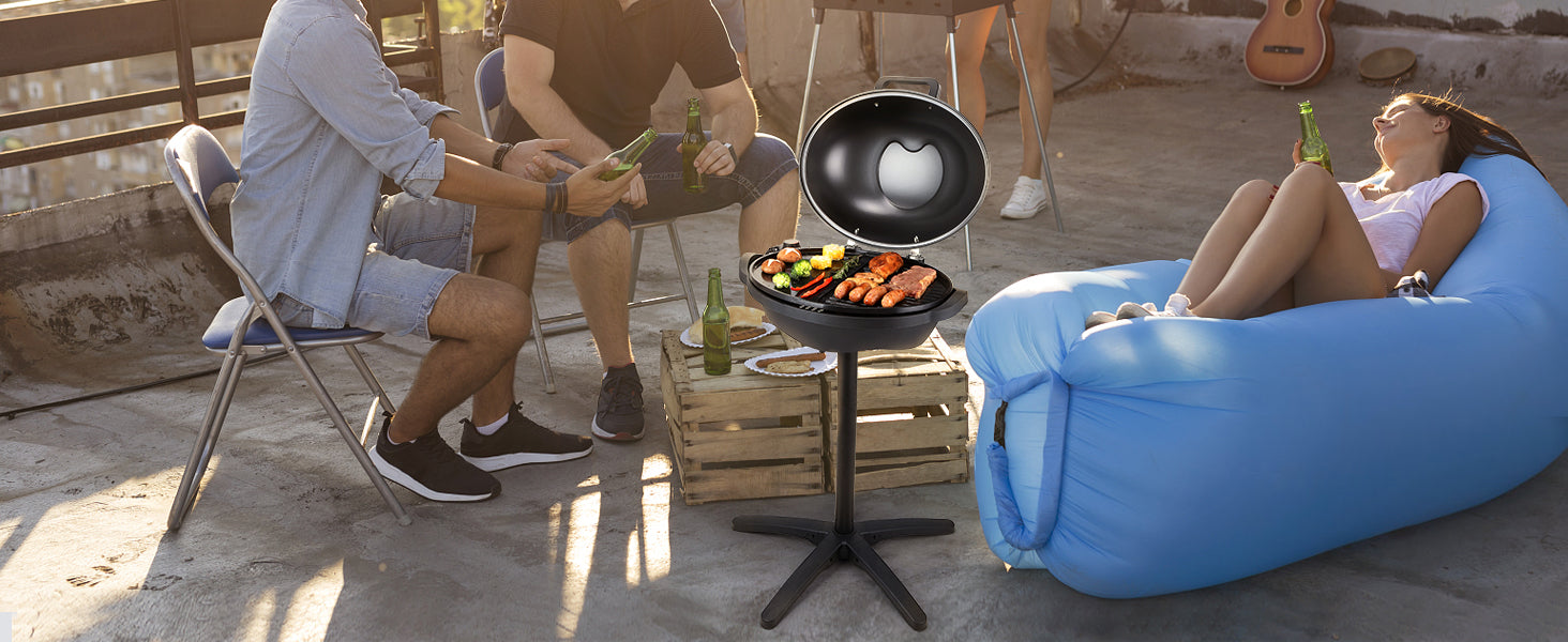 VEVOR Indoor/Outdoor Electric Grill, 1800W Electric BBQ Grill & 
2 Zone Grilling Surface Adjustable Temperature for Party Camping