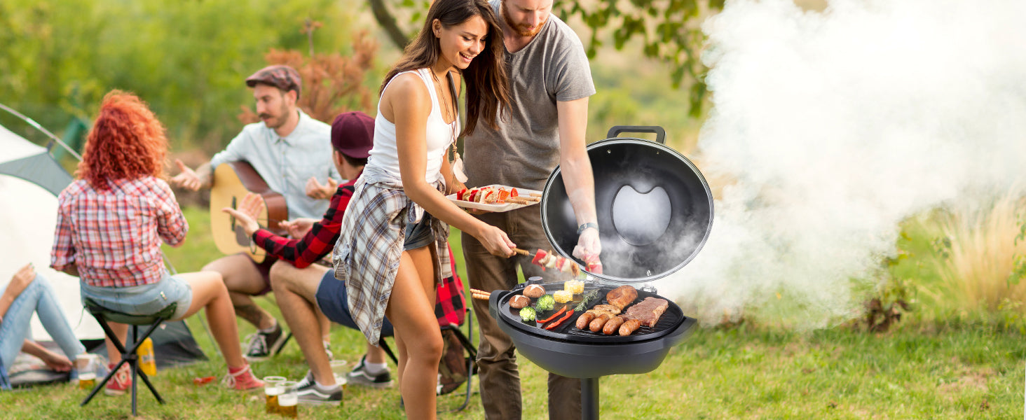 VEVOR Indoor/Outdoor Electric Grill, 1800W Electric BBQ Grill & 
2 Zone Grilling Surface Adjustable Temperature for Party Camping