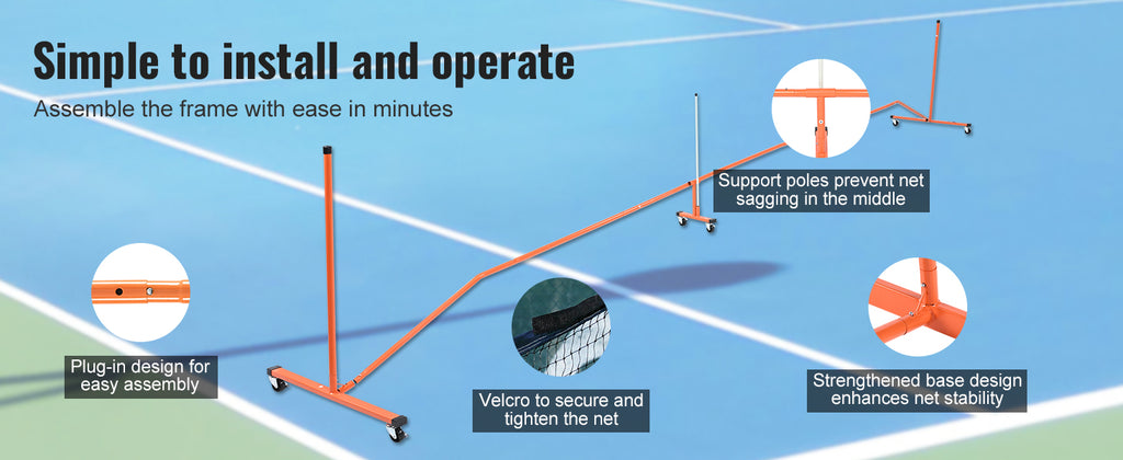 SucceBuy Portable Pickleball Net System
 22FT Full Court Official Regulation Size Pickle Ball Outdoor with Court Line