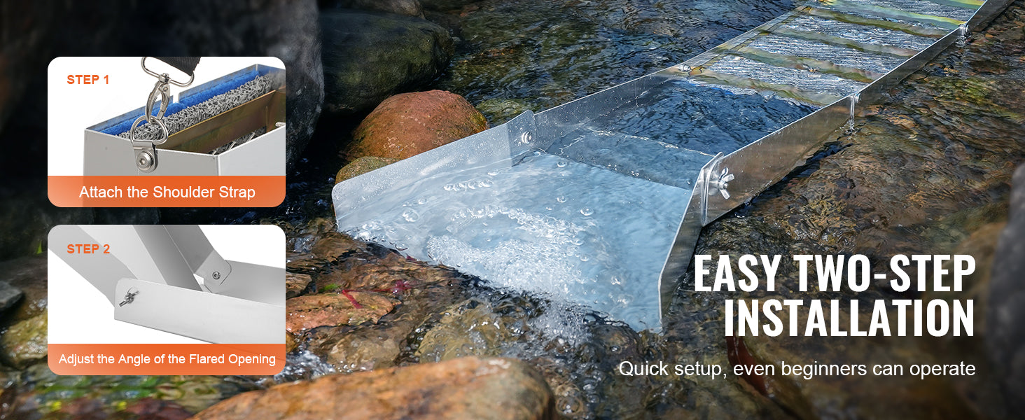 VEVOR 50" 12" Complete Sluice Box Gold Panning Kit Aluminum Alloy Gold Mining Equipment 23/16 PCS Gold Prospecting Kit