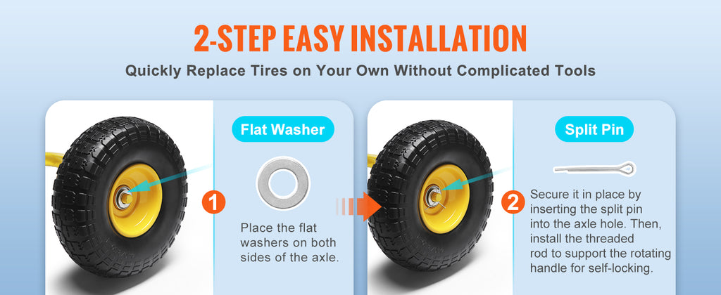 SucceBuy 2-Pack Solid PU Run-Flat Tire Wheel 10" 
Flat Free Tubeless Tires and Wheels for Dollies Garden Trailers Various Carts