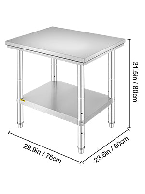 VEVOR Kitchen Work Bench.
Commercial Catering Table with Undershelf Stainless Steel 330LBS 286LBS for Restaurant Garage