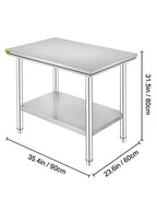 VEVOR Kitchen Work Bench.
Commercial Catering Table with Undershelf Stainless Steel 330LBS 286LBS for Restaurant Garage