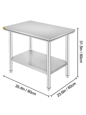 VEVOR Kitchen Work Bench.
Commercial Catering Table with Undershelf Stainless Steel 330LBS 286LBS for Restaurant Garage