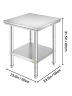 VEVOR Kitchen Work Bench.
Commercial Catering Table with Undershelf Stainless Steel 330LBS 286LBS for Restaurant Garage
