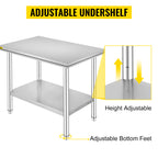 VEVOR Kitchen Work Bench.
Commercial Catering Table with Undershelf Stainless Steel 330LBS 286LBS for Restaurant Garage