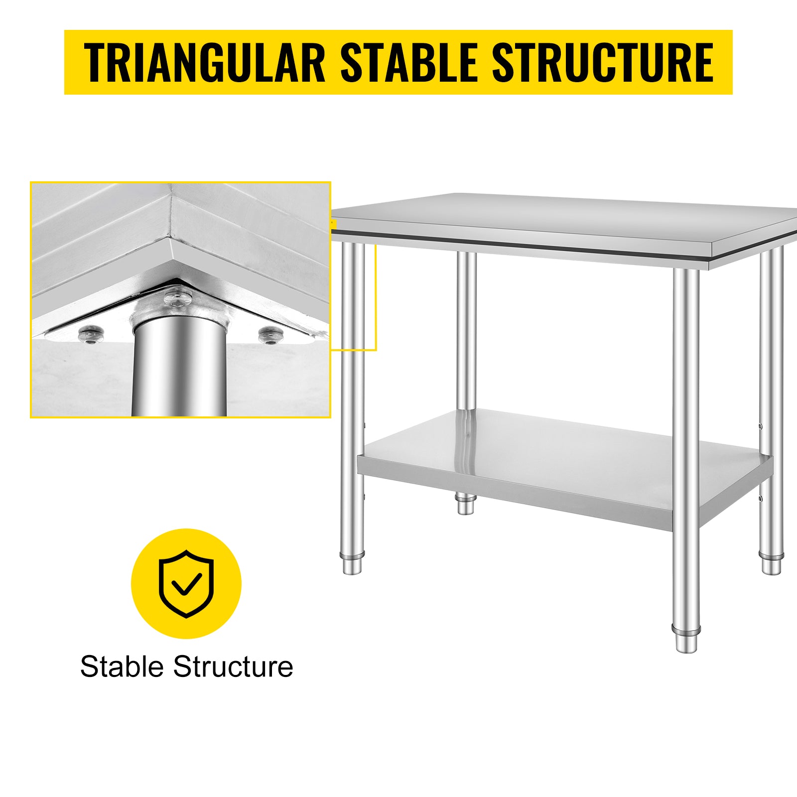 VEVOR Kitchen Work Bench.
Commercial Catering Table with Undershelf Stainless Steel 330LBS 286LBS for Restaurant Garage