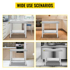 VEVOR Kitchen Work Bench.
Commercial Catering Table with Undershelf Stainless Steel 330LBS 286LBS for Restaurant Garage