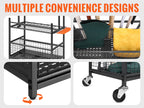 VEVOR Garden Tool Organizer, 16 Slots, Hooks, Tower Rack, Wheels, Garage, Long-Handled Tools, Rake, Broom, Metal Stand