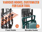 VEVOR Garden Tool Organizer, 16 Slots, Hooks, Tower Rack, Wheels, Garage, Long-Handled Tools, Rake, Broom, Metal Stand