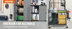 VEVOR Garden Tool Organizer, 16 Slots, Hooks, Tower Rack, Wheels, Garage, Long-Handled Tools, Rake, Broom, Metal Stand